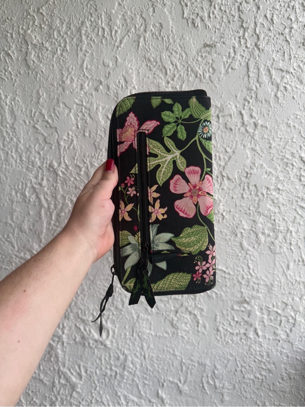 Vera Bradley Black Floral Zip Passport Holder - Picture 3 of 5